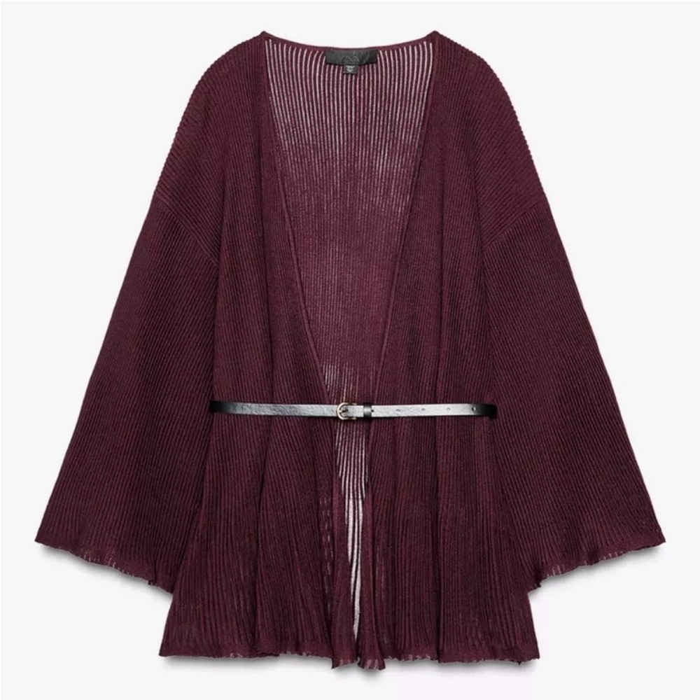 Zara Deep Burgundy Cardigan with Belt